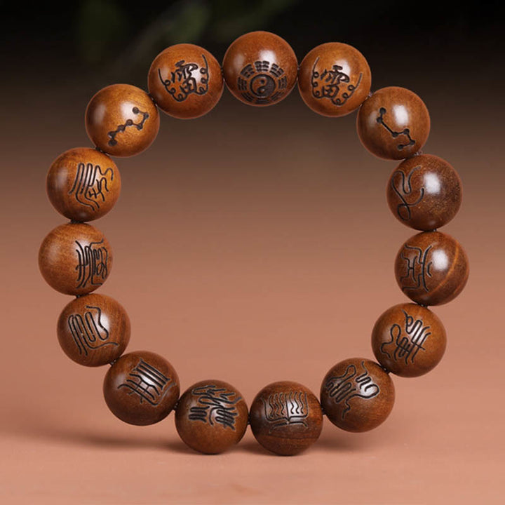 Buddha Stones、雷に打たれたナツメの木、陰陽八卦、道教の禁忌の経典のシンボルが刻まれた幸運ブレスレット
