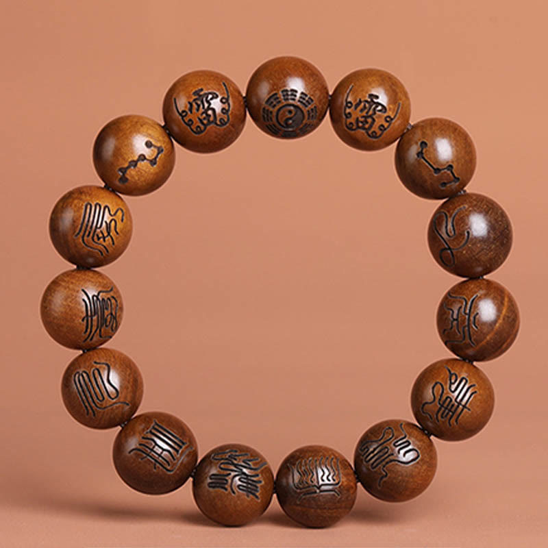 Buddha Stones、雷に打たれたナツメの木、陰陽八卦、道教の禁忌の経典のシンボルが刻まれた幸運ブレスレット