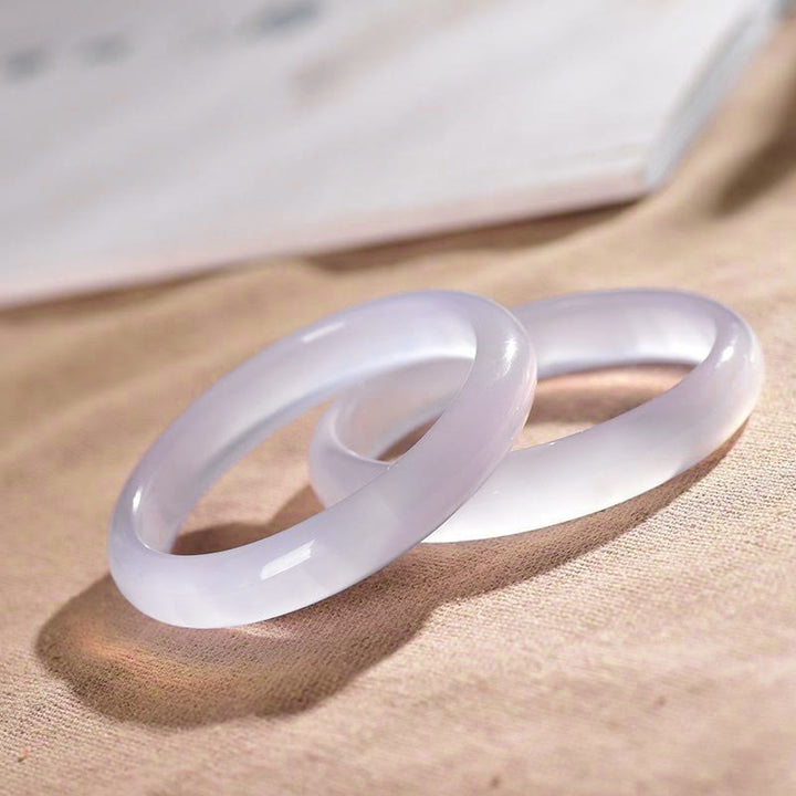 Buddha Stones天然カルセドニー ポジティブエネルギーブレスレット バングル - image 3