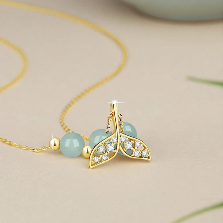 Buddha Stones925 スターリングシルバー 和田翡翠ビーズ フィッシュテール 幸運のネックレスペンダント