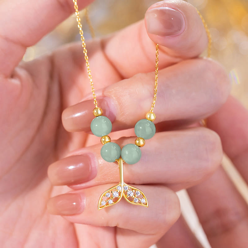 Buddha Stones925 スターリングシルバー 和田翡翠ビーズ フィッシュテール 幸運のネックレスペンダント