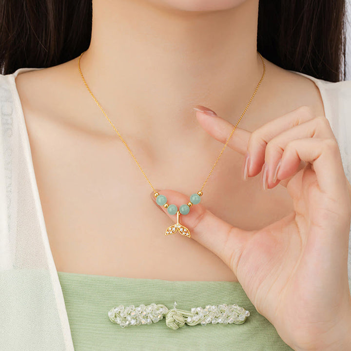 Buddha Stones925 スターリングシルバー 和田翡翠ビーズ フィッシュテール 幸運のネックレスペンダント