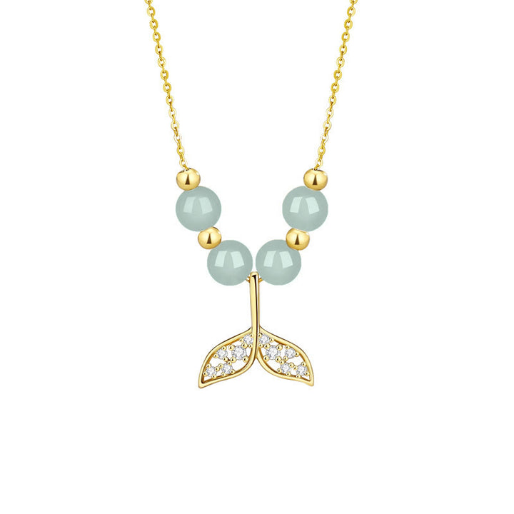 Buddha Stones925 スターリングシルバー 和田翡翠ビーズ フィッシュテール 幸運のネックレスペンダント