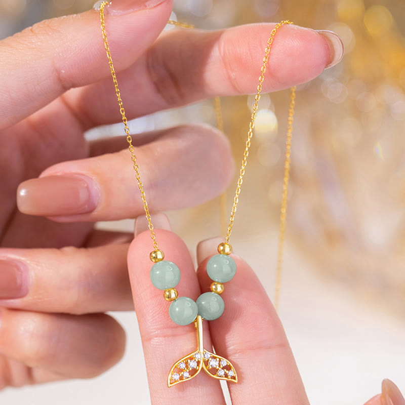 Buddha Stones925 スターリングシルバー 和田翡翠ビーズ フィッシュテール 幸運のネックレスペンダント
