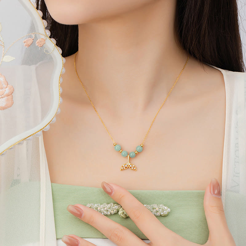 Buddha Stones925 スターリングシルバー 和田翡翠ビーズ フィッシュテール 幸運のネックレスペンダント