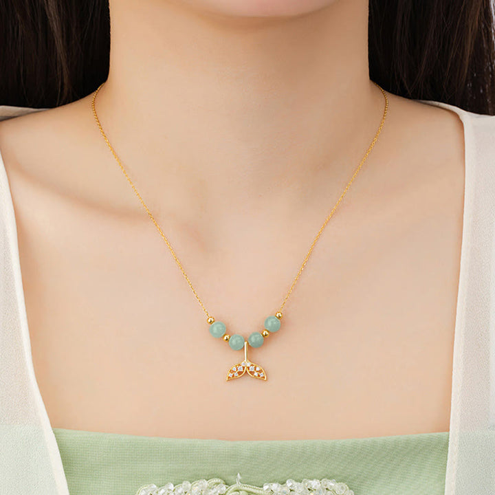 Buddha Stones925 スターリングシルバー 和田翡翠ビーズ フィッシュテール 幸運のネックレスペンダント