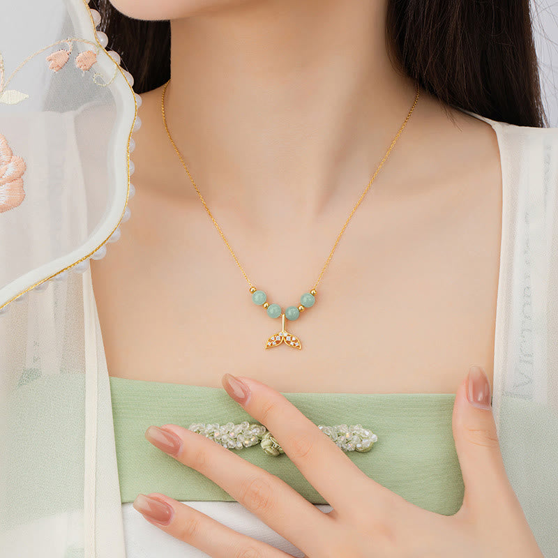 Buddha Stones925 スターリングシルバー 和田翡翠ビーズ フィッシュテール 幸運のネックレスペンダント