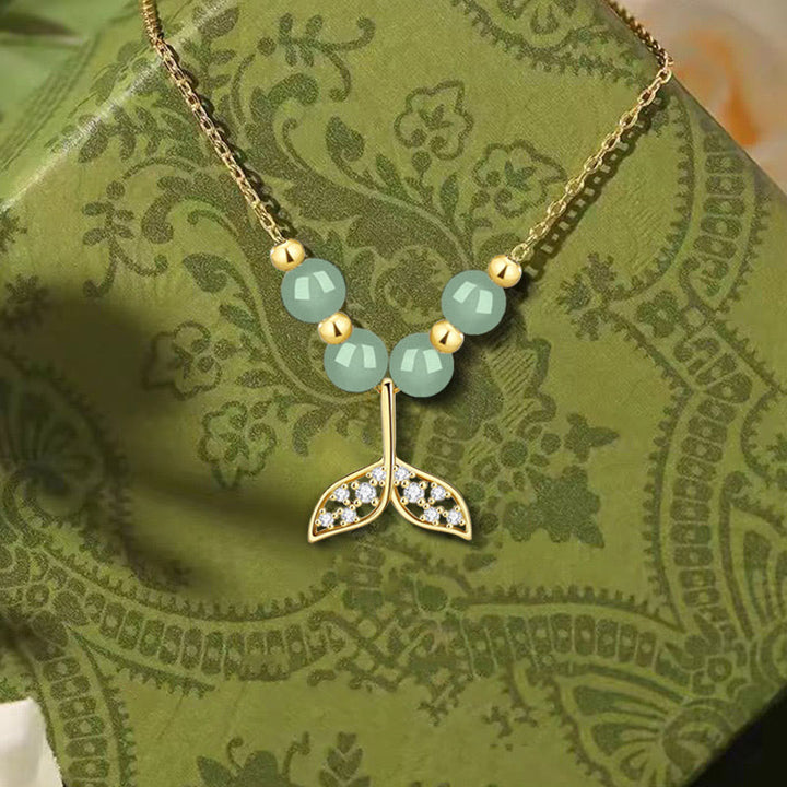 Buddha Stones925 スターリングシルバー 和田翡翠ビーズ フィッシュテール 幸運のネックレスペンダント