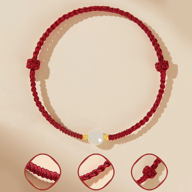 Buddha Stones手作りラウンド翡翠幸運ビーズ繁栄編みブレスレット
