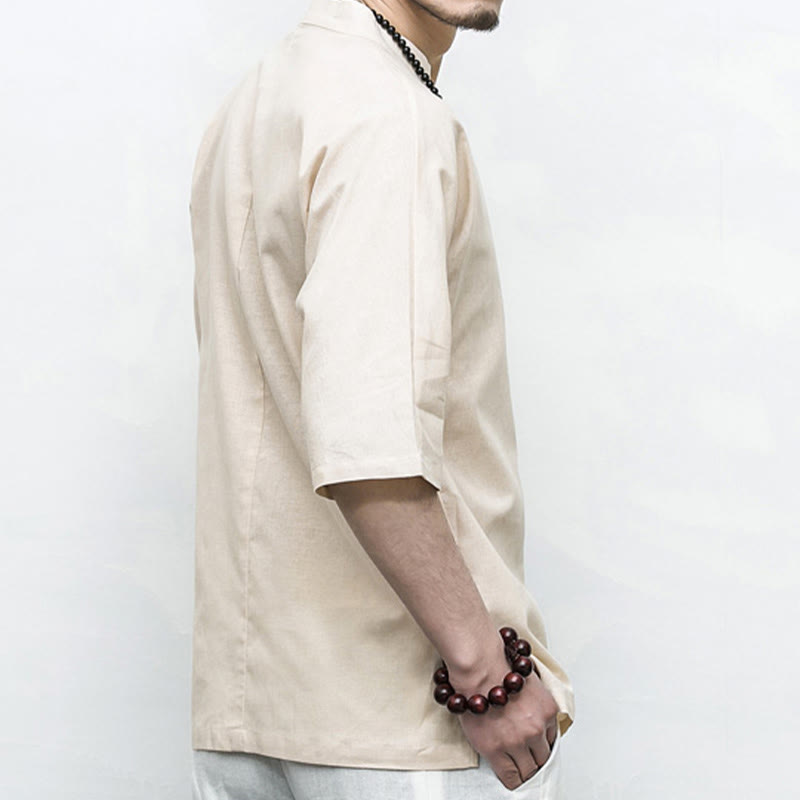 Buddha Stones中国風 カエルボタン 唐装 禅 半袖シャツ リネン メンズ 服 - image 20