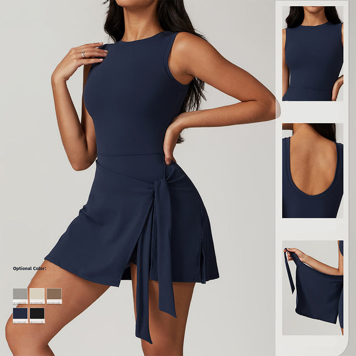 Buddha Stones無地 スポーツ テニス ヨガ レースアップ レディース スポーツドレス - image 2