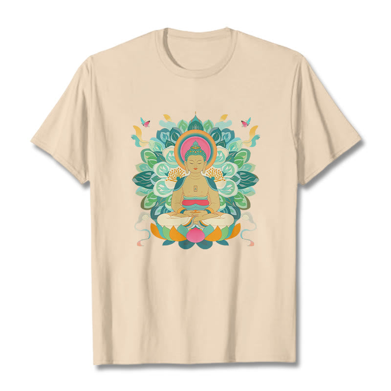 Buddha Stones、蝶、蓮、仏陀風Tシャツ - ビスク - 2XL - image 7