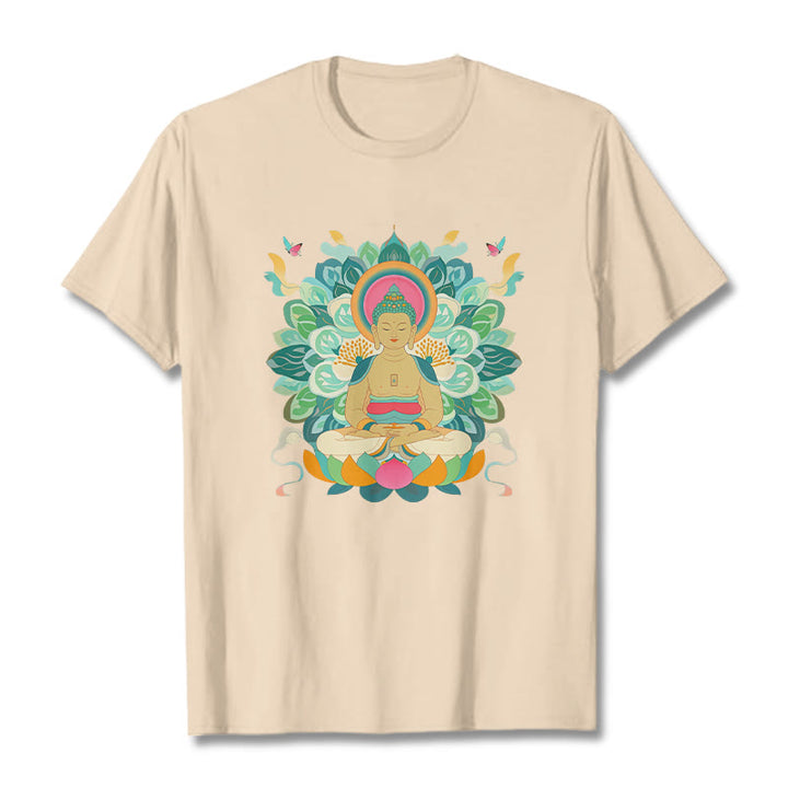 Buddha Stones、蝶、蓮、仏陀風Tシャツ - ビスク - 2XL - image 8