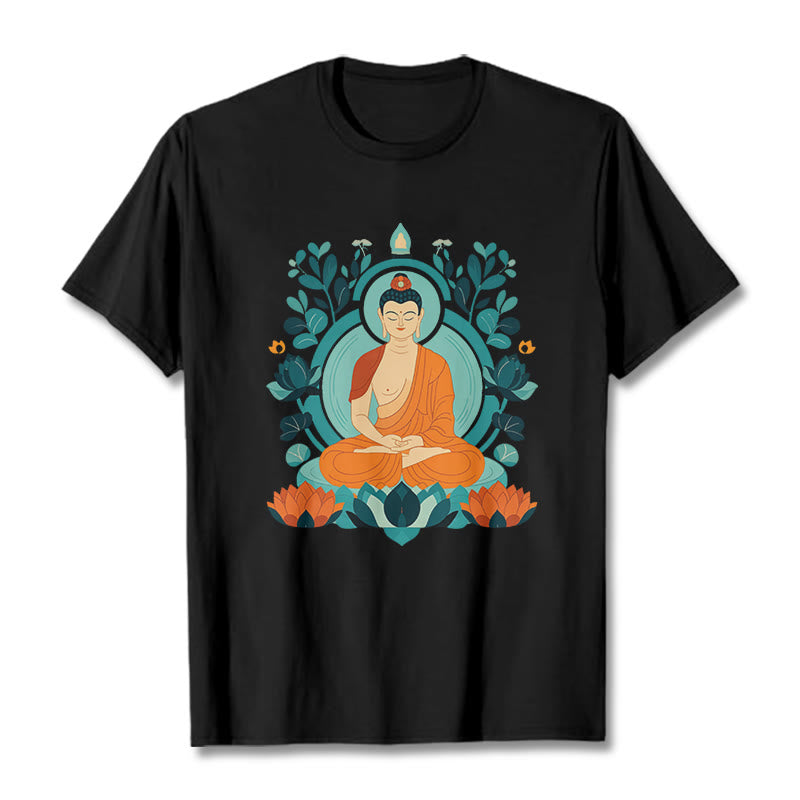 Buddha Stones、蓮仏瞑想Tシャツ - 黒 - 2XL - image 5
