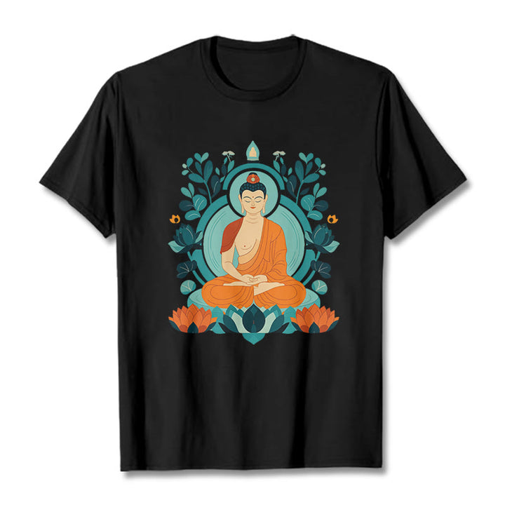 Buddha Stones、蓮仏瞑想Tシャツ - 黒 - 2XL - image 5