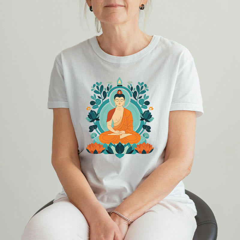 Buddha Stones、蓮仏瞑想Tシャツ - image 4