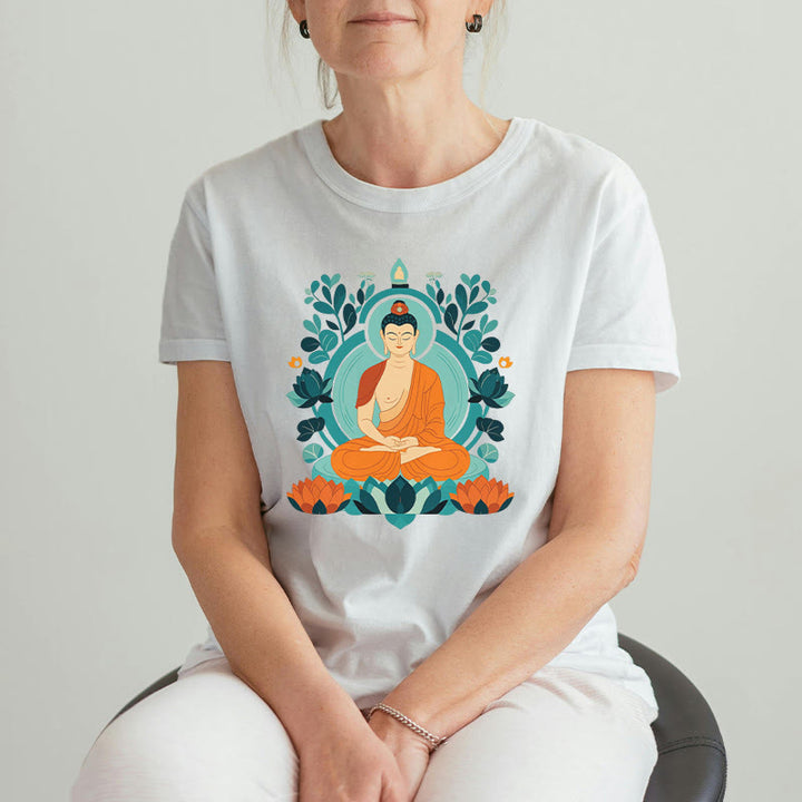 Buddha Stones、蓮仏瞑想Tシャツ - image 4