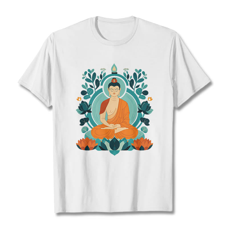 Buddha Stones、蓮仏瞑想Tシャツ - 白 - 2XL - image 2