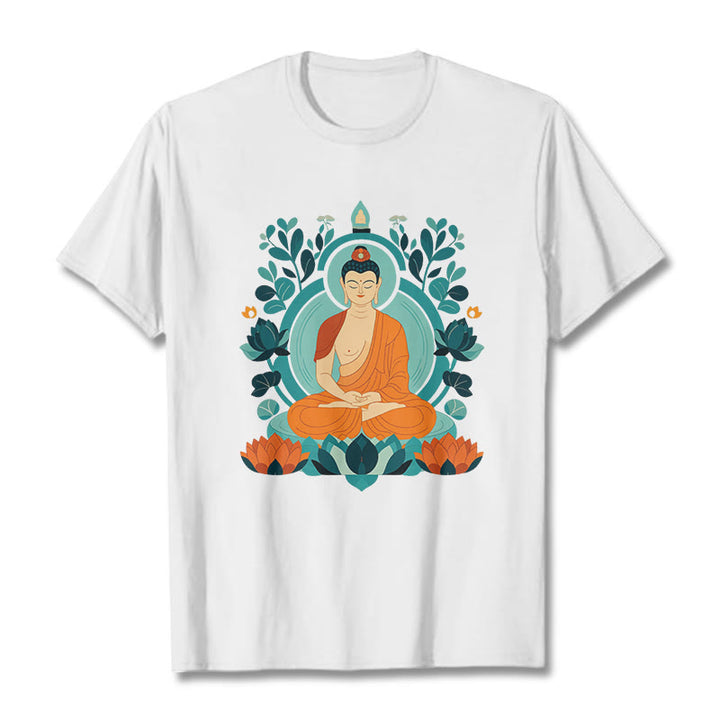 Buddha Stones、蓮仏瞑想Tシャツ - 白 - 2XL - image 2
