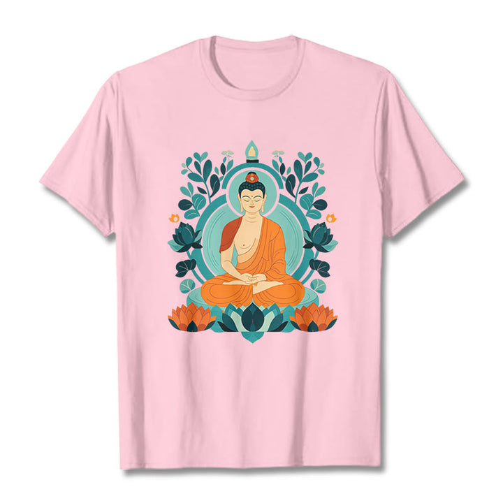 Buddha Stones、蓮仏瞑想Tシャツ - ライトピンク - 2XL - image 9