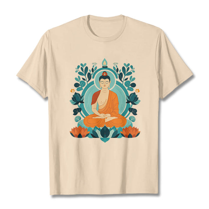 Buddha Stones、蓮仏瞑想Tシャツ - ビスク - 2XL - image 7