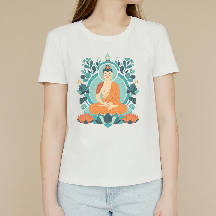 Buddha Stones、蓮仏瞑想Tシャツ - image 3