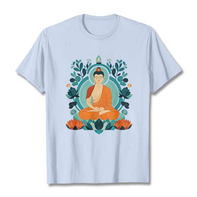 Buddha Stones、蓮仏瞑想Tシャツ - ライトシアン - 2XL - image 11