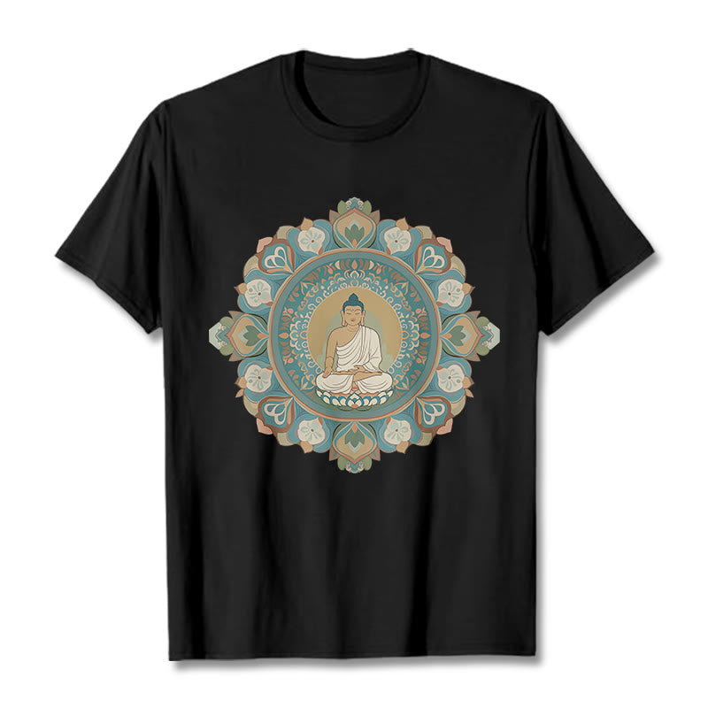Buddha Stones曼荼羅花仏Tシャツ - 黒 - 2XL - image 5