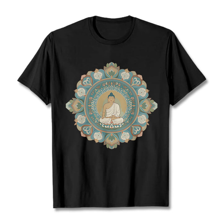 Buddha Stones曼荼羅花仏Tシャツ - 黒 - 2XL - image 5