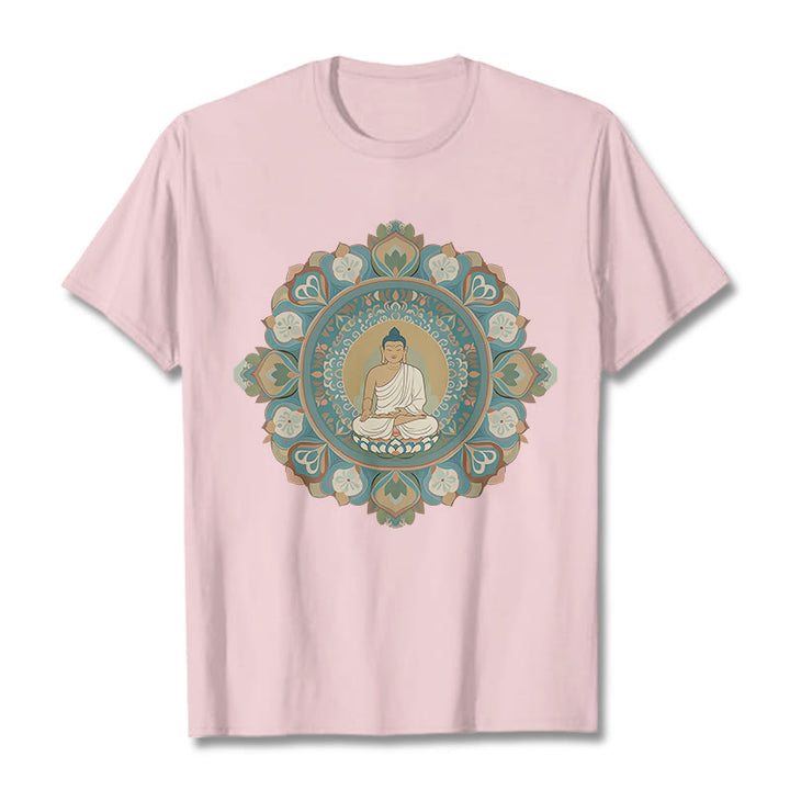 Buddha Stones曼荼羅花仏Tシャツ - ライトピンク - 2XL - image 13