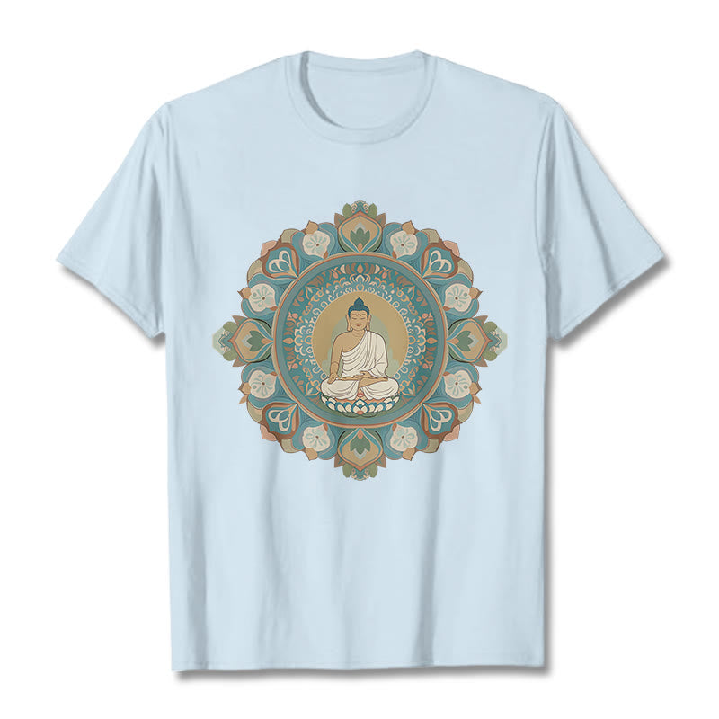 Buddha Stones曼荼羅花仏Tシャツ - ライトシアン - 2XL - image 17