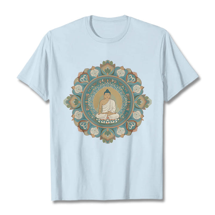 Buddha Stones曼荼羅花仏Tシャツ - ライトシアン - 2XL - image 17