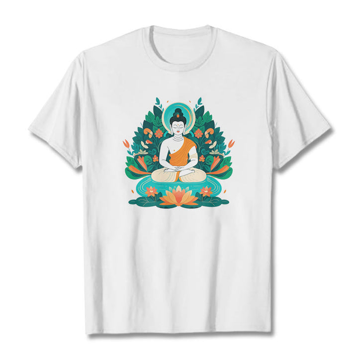 Buddha Stones、花、草、蓮、菩薩Tシャツ - 白 - 2XL - image 3
