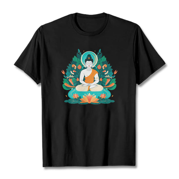 Buddha Stones、花、草、蓮、菩薩Tシャツ - 黒 - 2XL - image 6