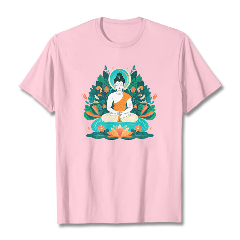 Buddha Stones、花、草、蓮、菩薩Tシャツ - ライトピンク - 2XL - image 12