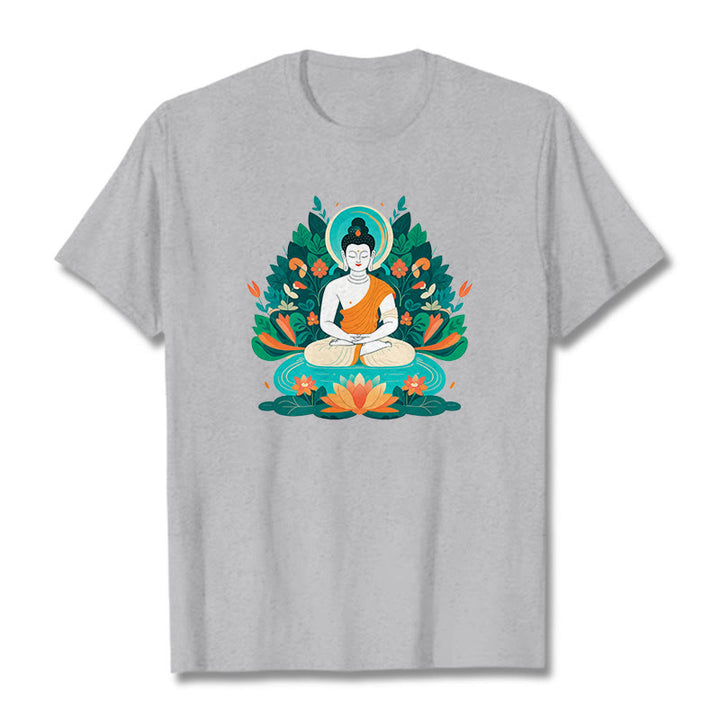 Buddha Stones、花、草、蓮、菩薩Tシャツ - ライトグレー - 2XL - image 19