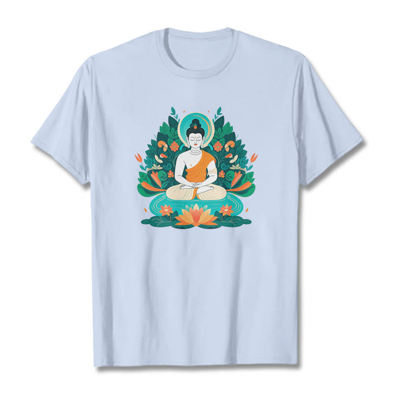 Buddha Stones、花、草、蓮、菩薩Tシャツ - ライトシアン - 2XL - image 17