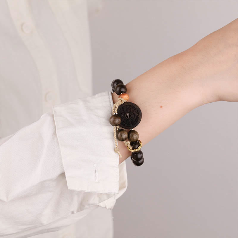 Buddha Stones、黒檀、山の幽霊、お金を使うバランスブレスレット