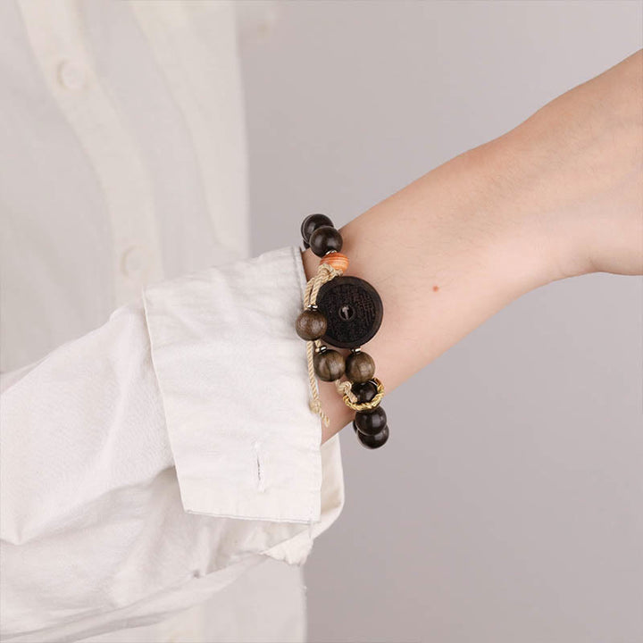 Buddha Stones、黒檀、山の幽霊、お金を使うバランスブレスレット