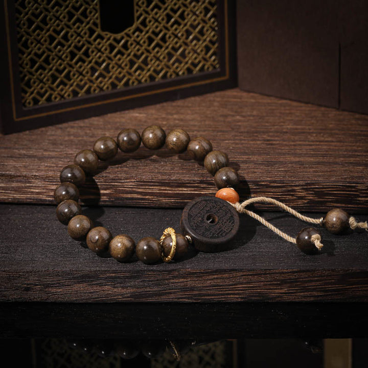 Buddha Stones、黒檀、山の幽霊、お金を使うバランスブレスレット
