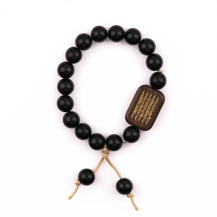 Buddha Stones黒檀 経文刻印入り 平和のブレスレット