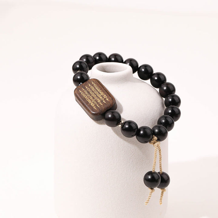 Buddha Stones黒檀 経文刻印入り 平和のブレスレット