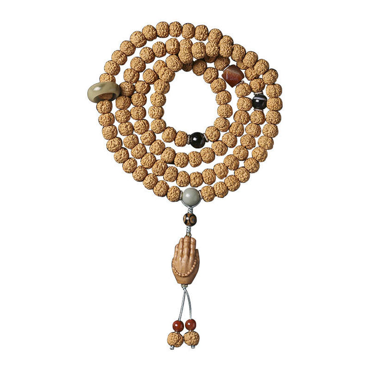 Buddha Stones菩提樹三眼ビーズ仏手チャーム富のブレスレット