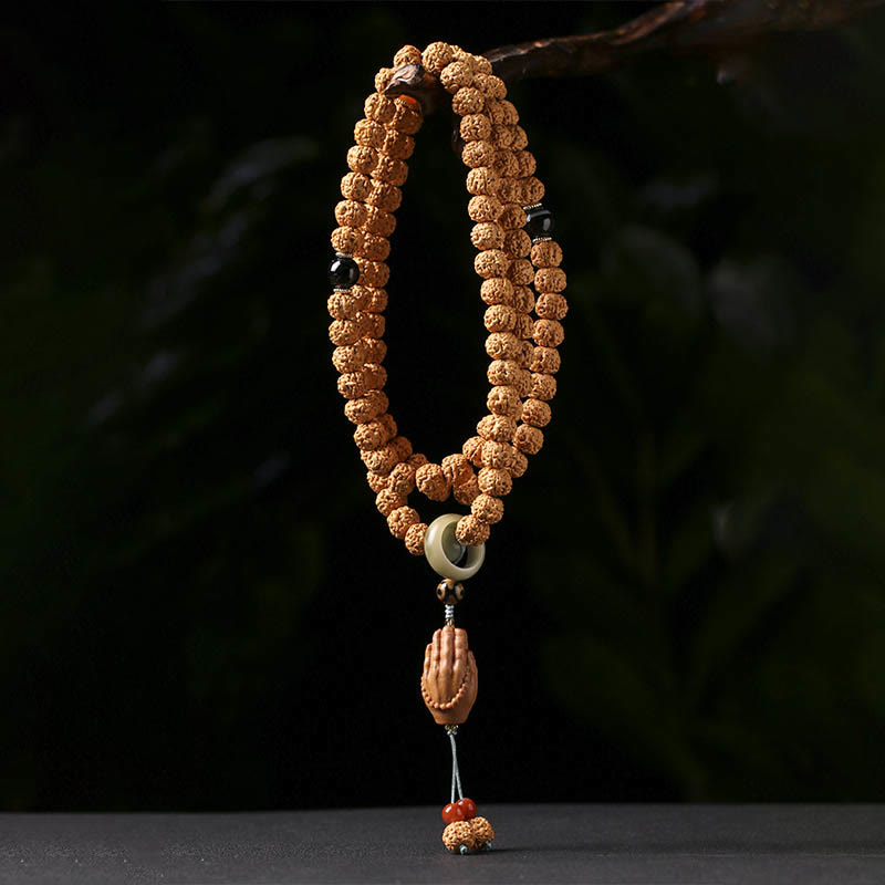 Buddha Stones菩提樹三眼ビーズ仏手チャーム富のブレスレット