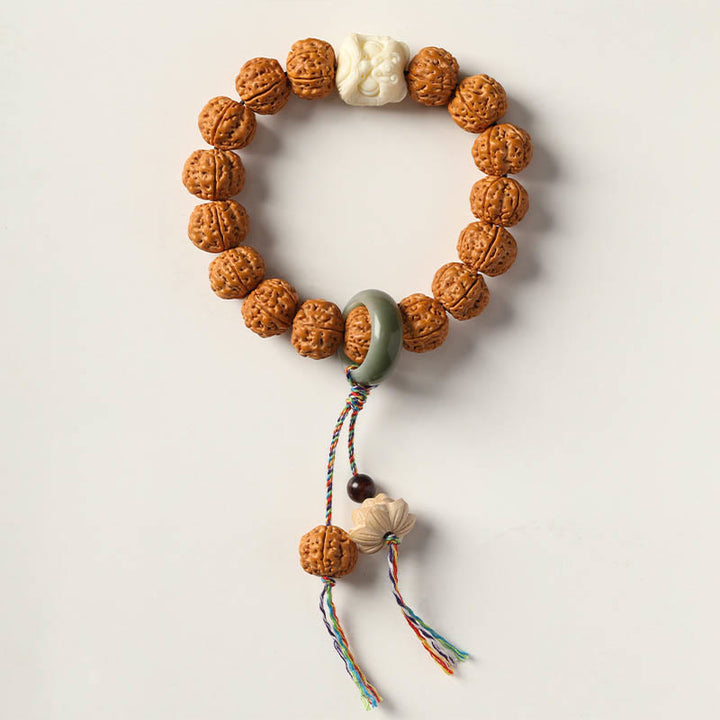 Buddha Stones菩提樹三眼ビーズ仏手チャーム富のブレスレット