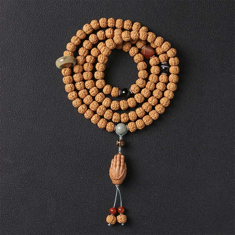 Buddha Stones菩提樹三眼ビーズ仏手チャーム富のブレスレット