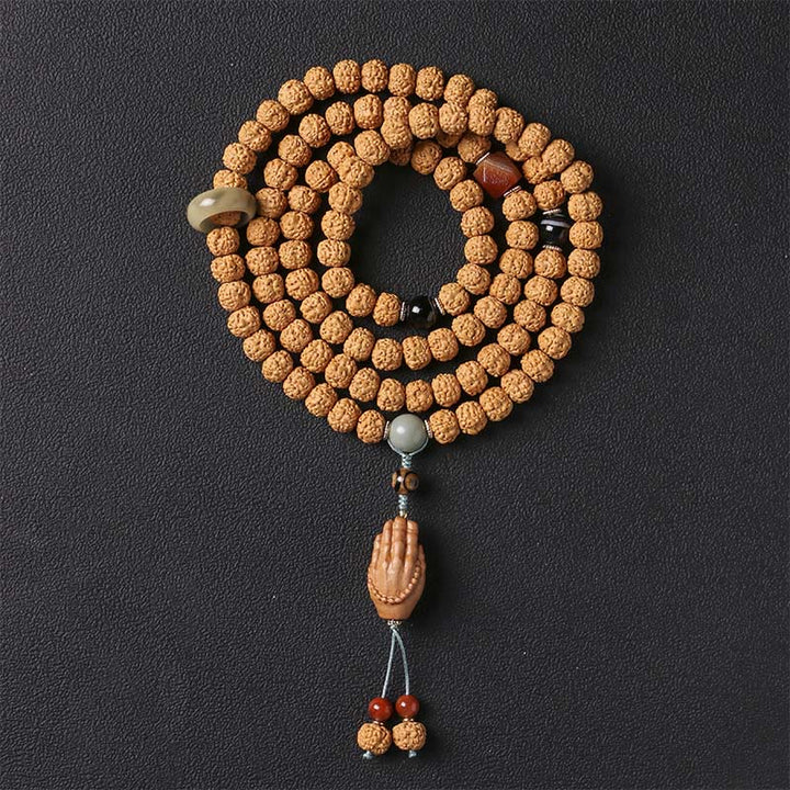 Buddha Stones菩提樹三眼ビーズ仏手チャーム富のブレスレット