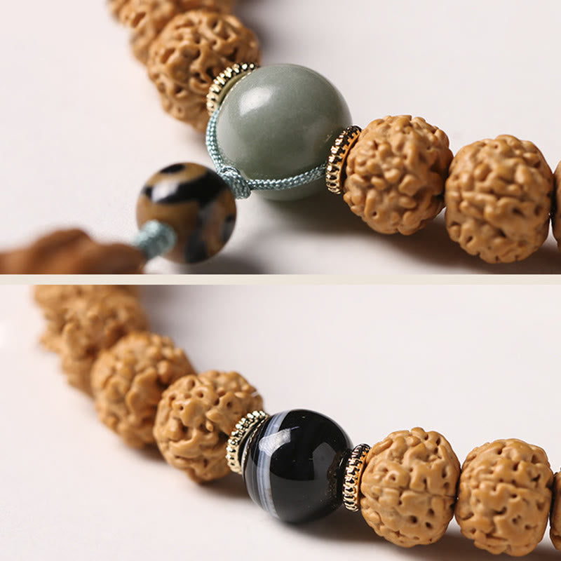Buddha Stones菩提樹三眼ビーズ仏手チャーム富のブレスレット
