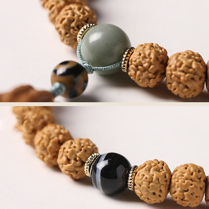 Buddha Stones菩提樹三眼ビーズ仏手チャーム富のブレスレット