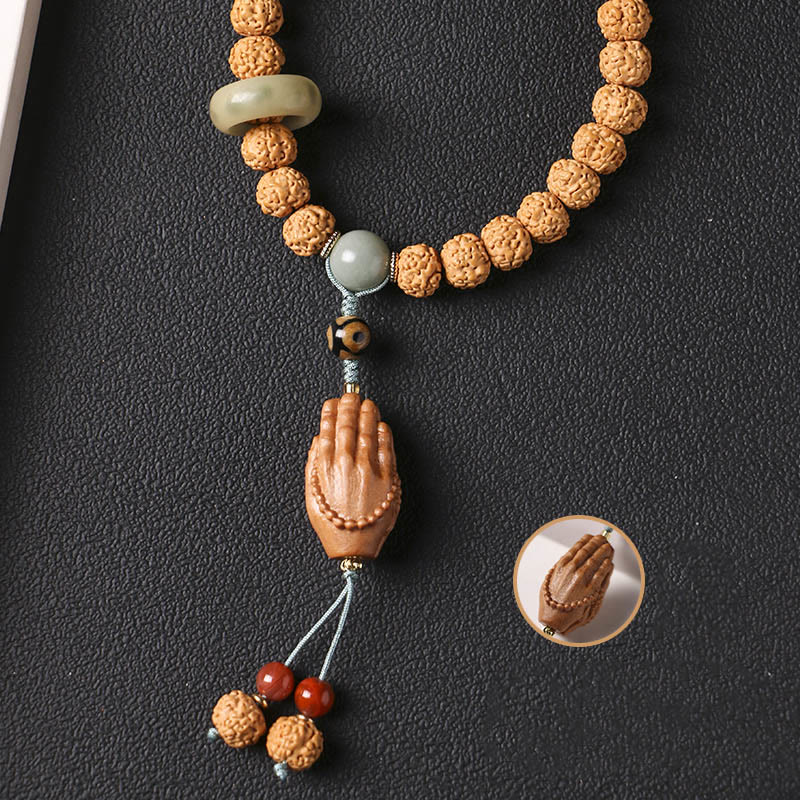 Buddha Stones菩提樹三眼ビーズ仏手チャーム富のブレスレット